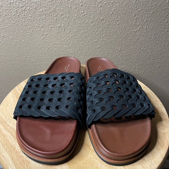 NWOT Rag & Bone Bailey Slide Black Leather Woven Textured Sandal Women’s 8.5-9 - Picture 5 of 14